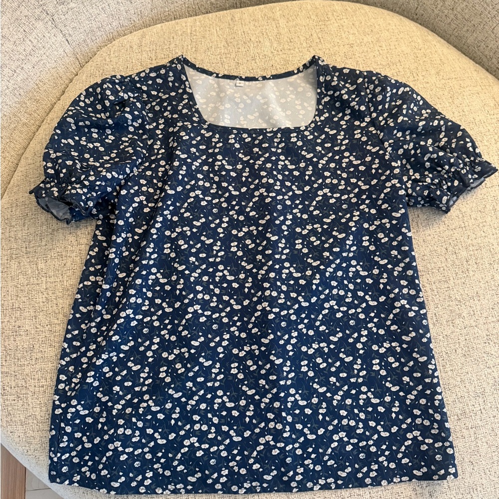 Chic Navy Floral Women's Blouse